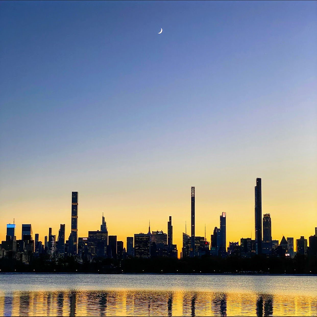 Crescent Moon over the Reservoir - December 17th, 2020