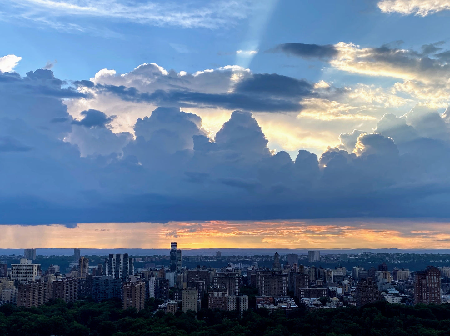 Crepuscular Rays over the Upper West Side - July 11, 2020