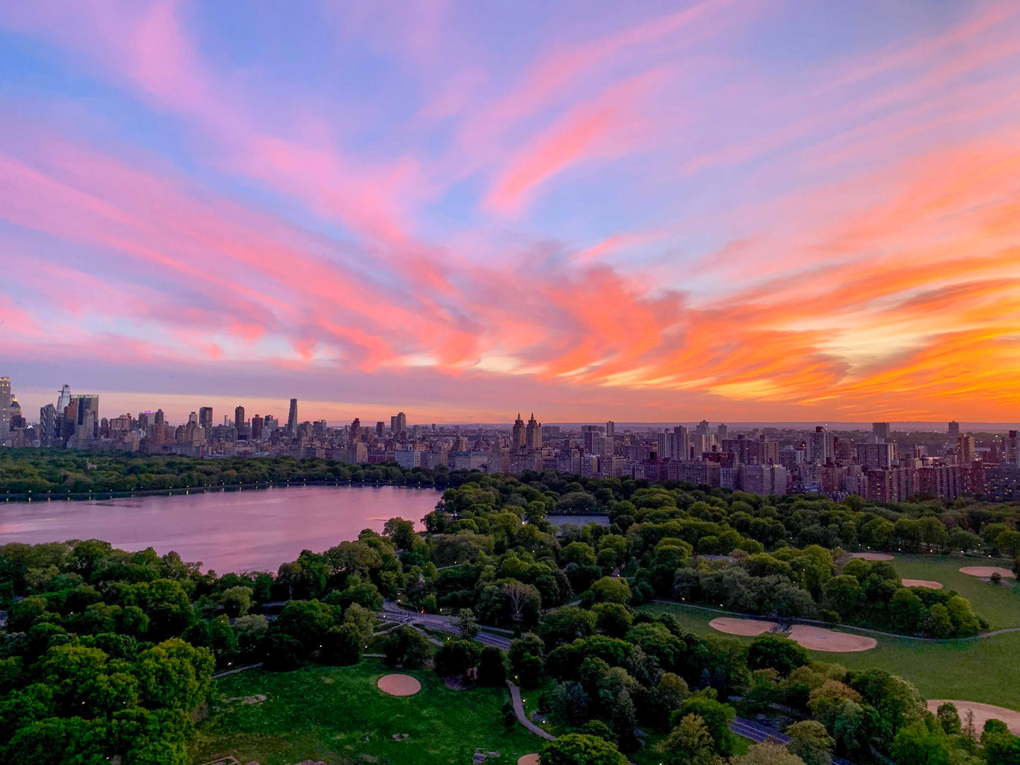 Cotton Candy Skies Over Central Park - May 20th, 2020